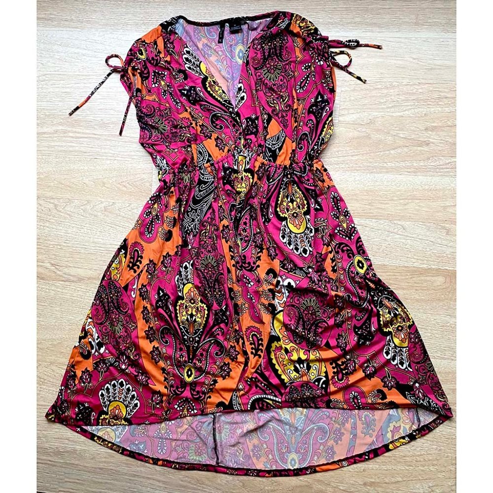 New Directions Slinky Dress Rouched Shoulders Ties